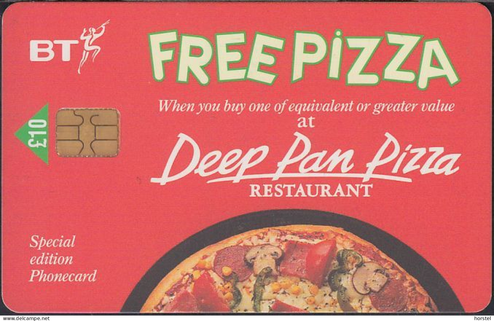 UK - British Telecom Chip Pro135 - Deep Pan Pizza  £10 - Free Pizza - BT Werbezwecke