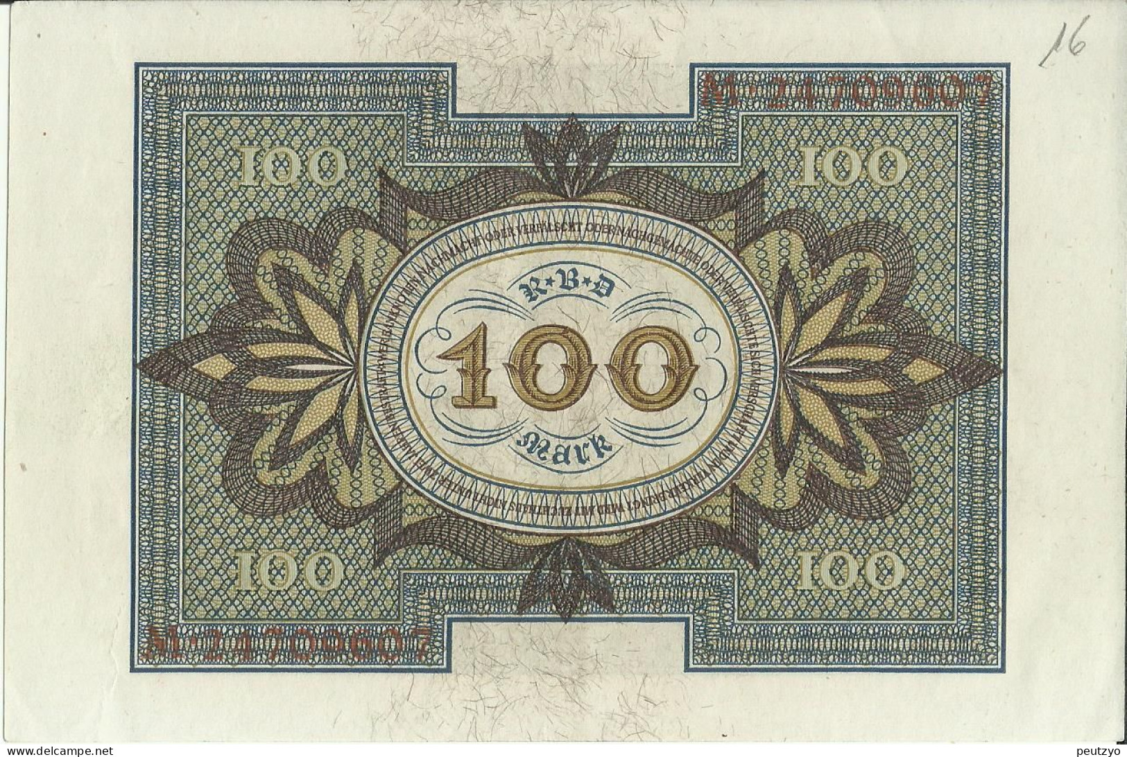 100 Mark 1-11-1920 - Allemagne Serie M- Etat : Billet Neuf  Neue Notiz N°16 A83 - 100 Mark