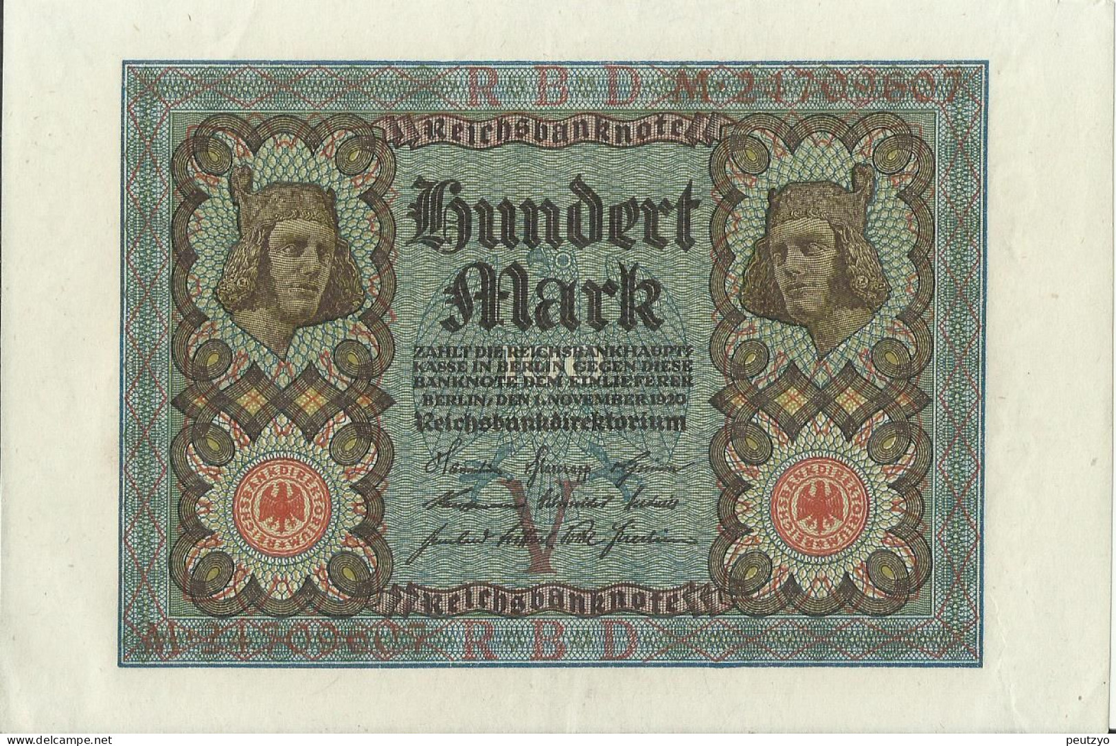 100 Mark 1-11-1920 - Allemagne Serie M- Etat : Billet Neuf  Neue Notiz N°16 A83 - 100 Mark