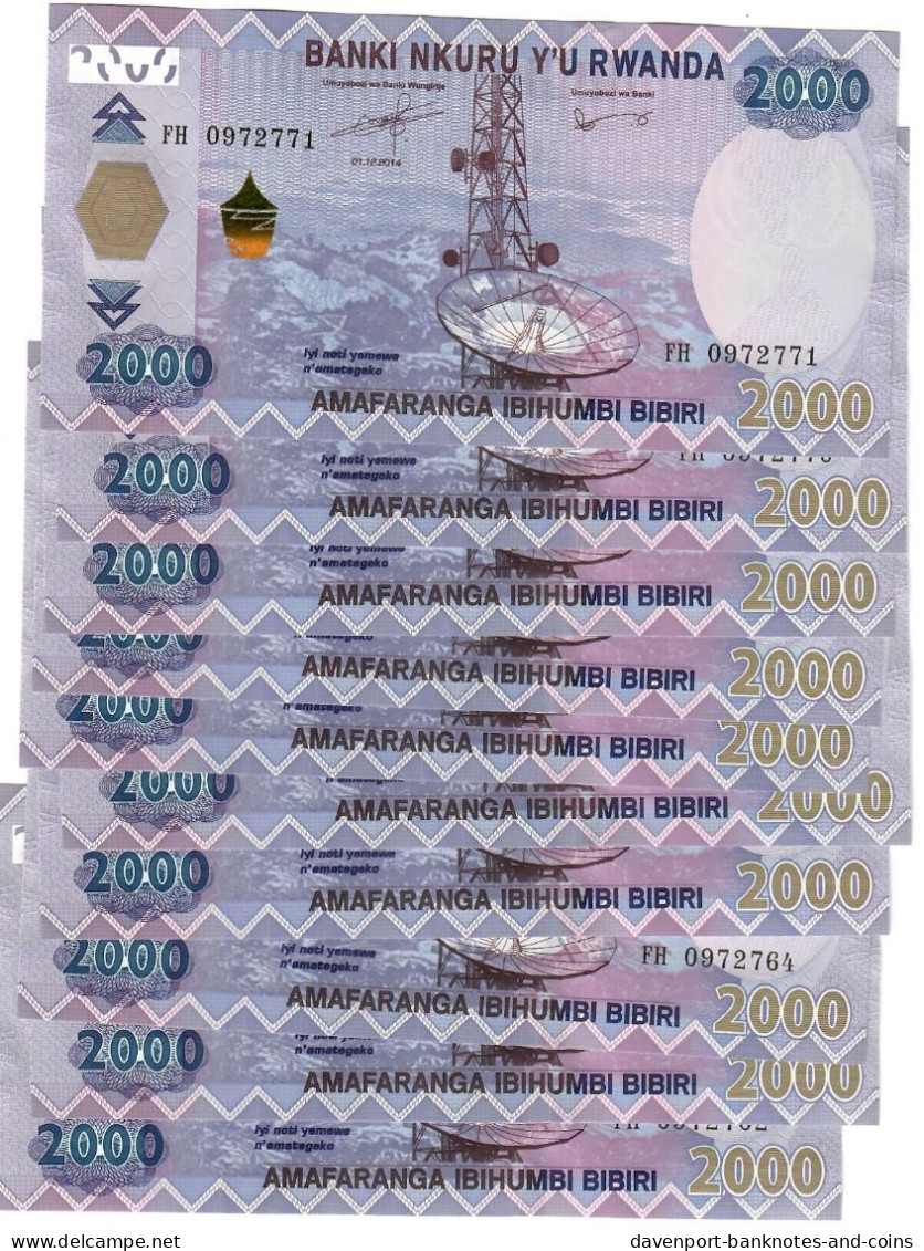 Rwanda 10x 2000 Francs 2014 UNC - Rwanda