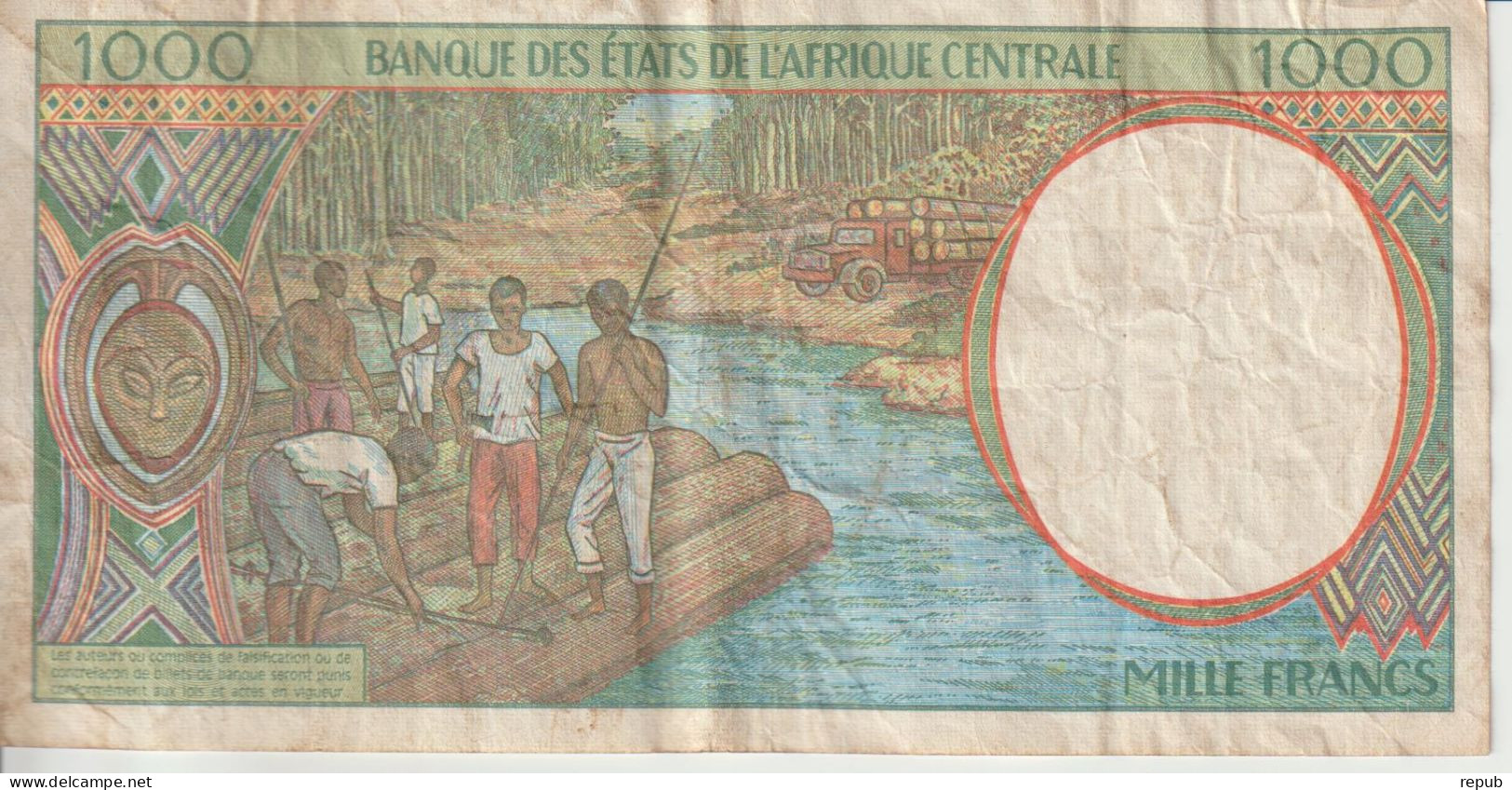 Billet Afrique Centrale Guinée 1000 Francs Froissures Voir Scans - Zentralafrikanische Staaten