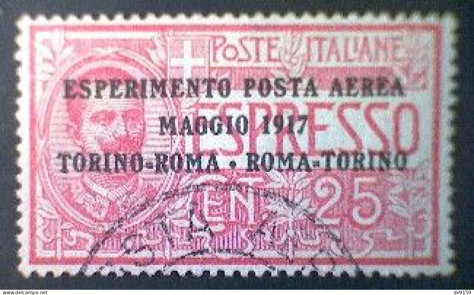 Italy, Scott #C1, Used (o), 1917, First Air Mail Overprint, 25c - Airmail