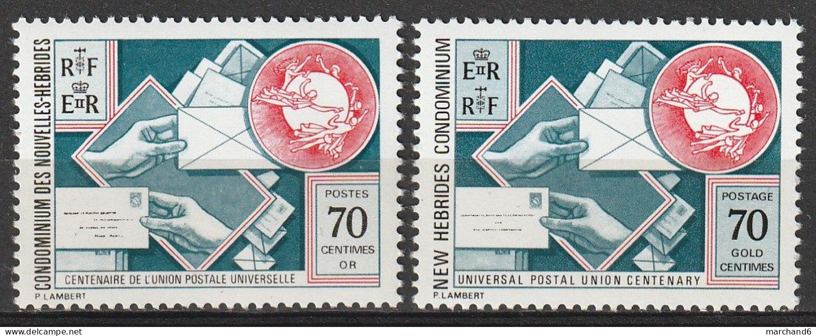 Nouvelles Hébrides Centenaire De L U P U 1974 N°402/403 Neuf** - Unused Stamps