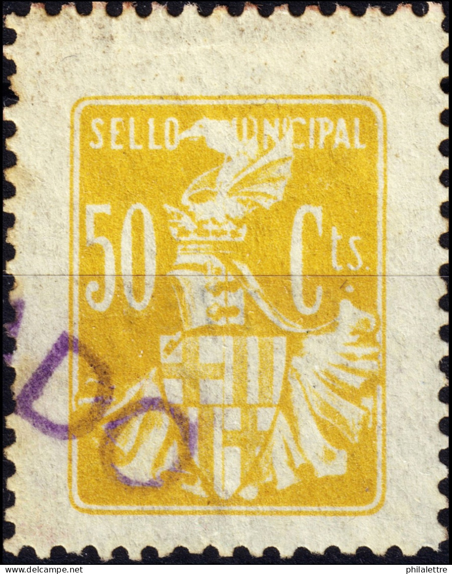 ESPAGNE / ESPANA / SPAIN - Década De 1930 AJUNTAMENT DE BARCELONA Sello Municipal 50c Amarillo - Usado - Fiscali