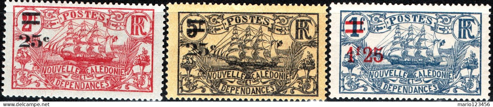 NUOVA CALEDONIA, NEW CALEDONIA, NAVI, 1924, FRANCOBOLLI NUOVI (MLH*) Scott:NC 125,126,131 - Unused Stamps