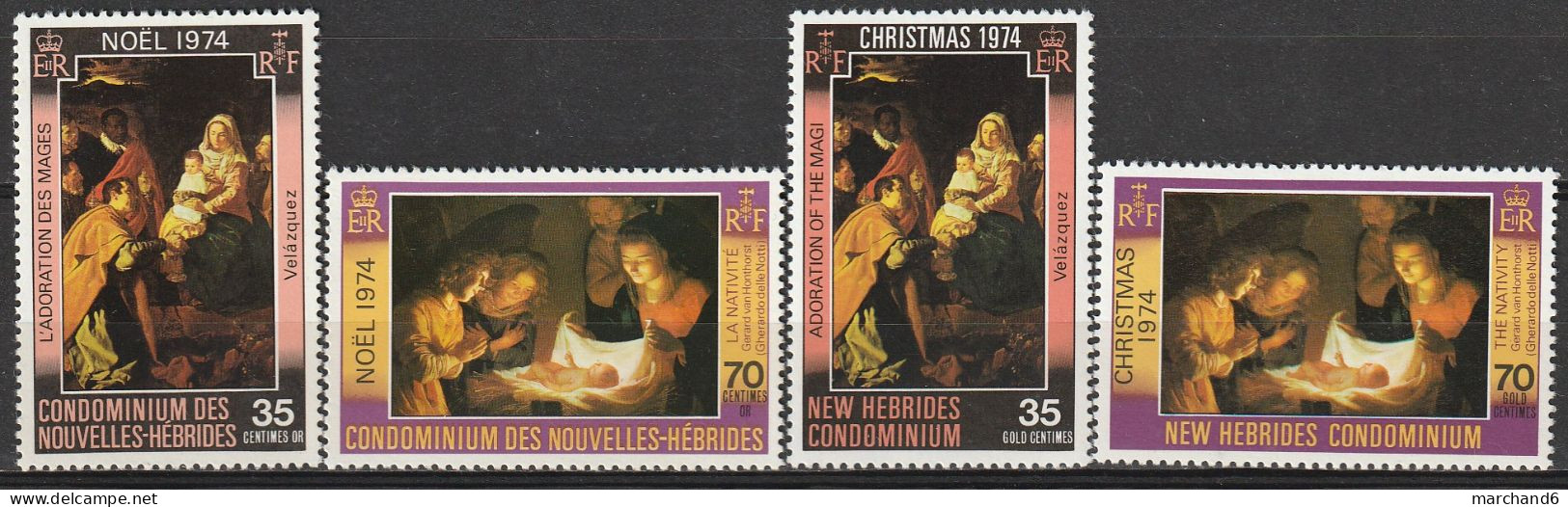 Nouvelles Hébrides Noel Tableaux 1974 N°404/407 Neuf** - Neufs