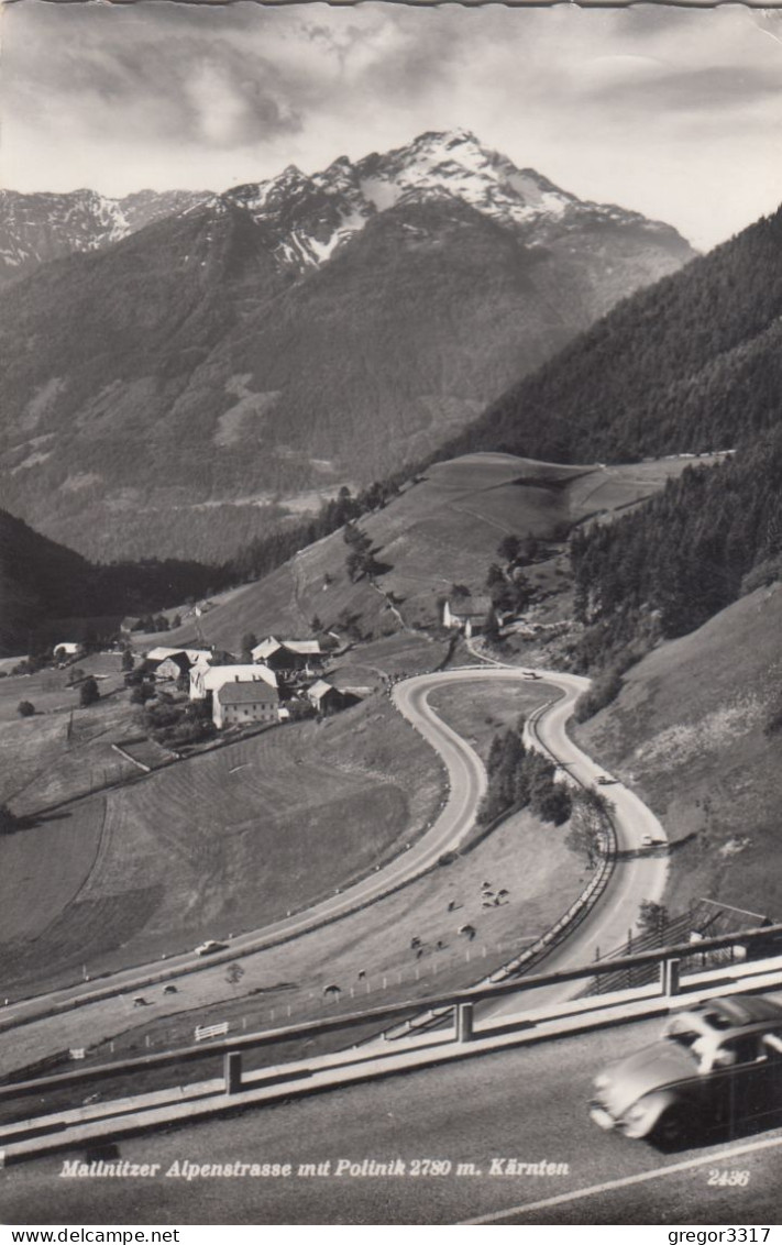 E3916) MALLNITZ - Mallnitzer Alpenstraße Mit Polinik U. Altem AUTO Im Vordergrund S/W ALT - Mallnitz