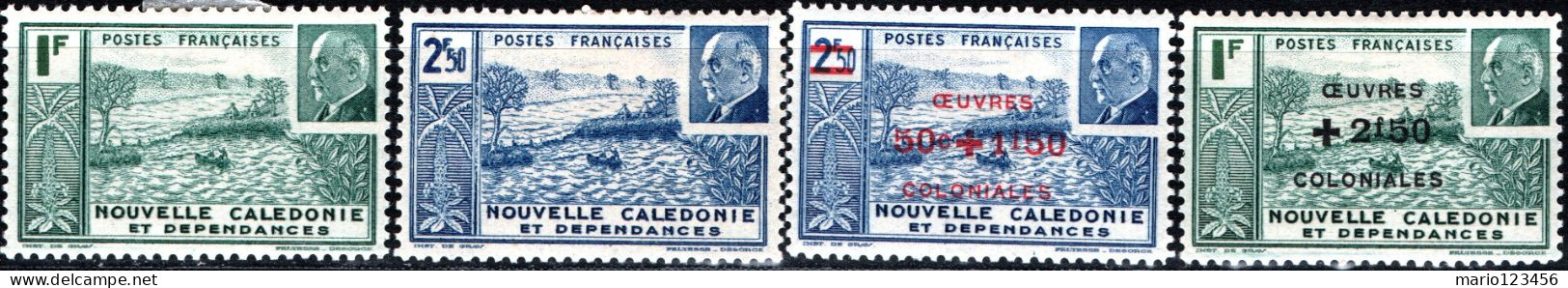 NUOVA CALEDONIA, NEW CALEDONIA, NOUMEA ROADSTEAD, PETAIN, 1941-1944, FRANC. NUOVI (MLH*) Scott:NC 216A,216B,B12A,B12B - Neufs