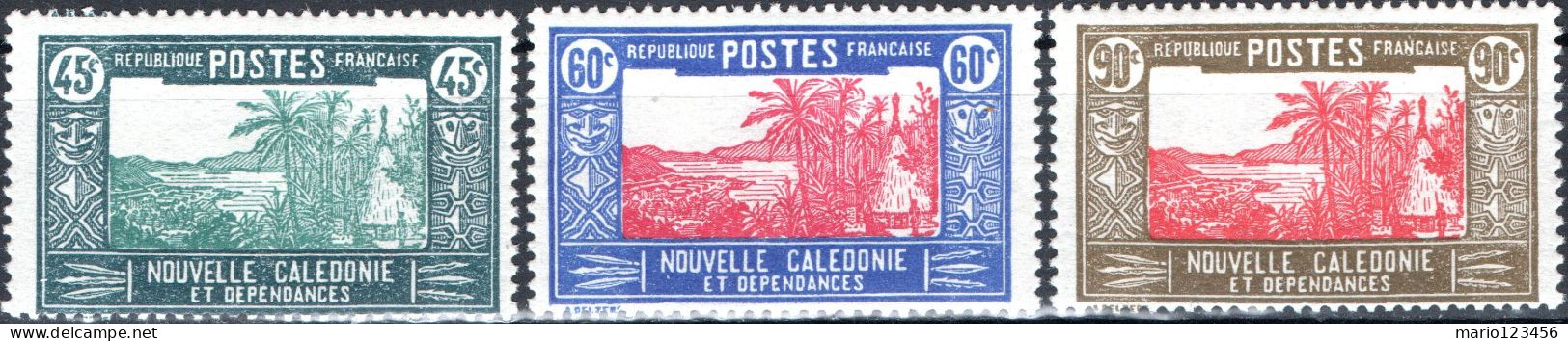 NUOVA CALEDONIA, NEW CALEDONIA, PAESAGGI, LANDSCAPE, 1939-1940, FRANCOBOLLI NUOVI (MLH*) Scott:NC 147A,150,157 - Neufs