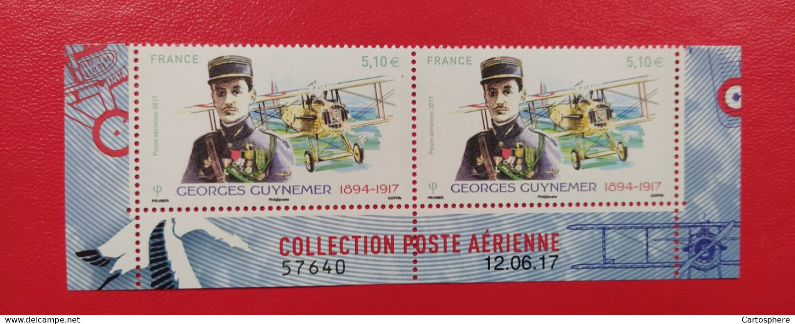 France PA81 2x Coin Daté 12.06.17 Bas De Feuillet Georges Guynemer Et Son Biplan 5.10€ - Airmail