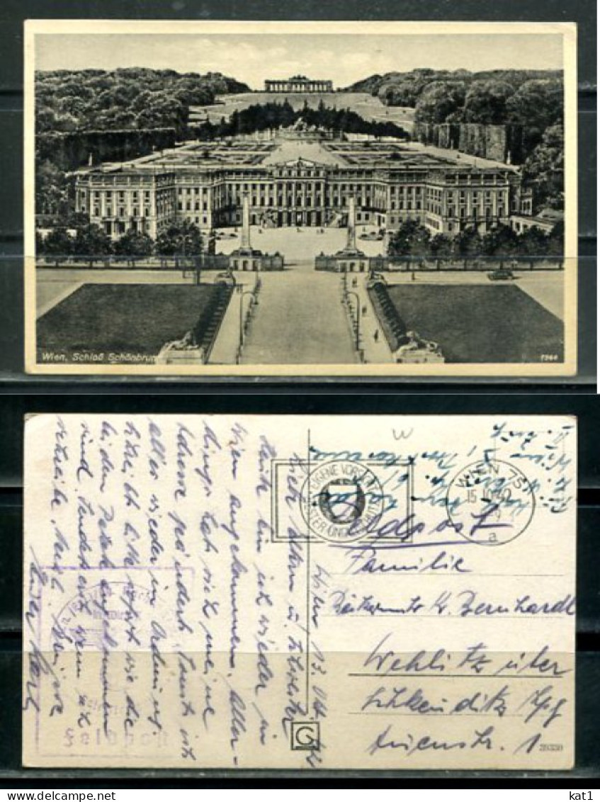 K20386)Ansichtskarte: Wien, Schoenbrunn - Totale, Gelaufen 1942 - Château De Schönbrunn