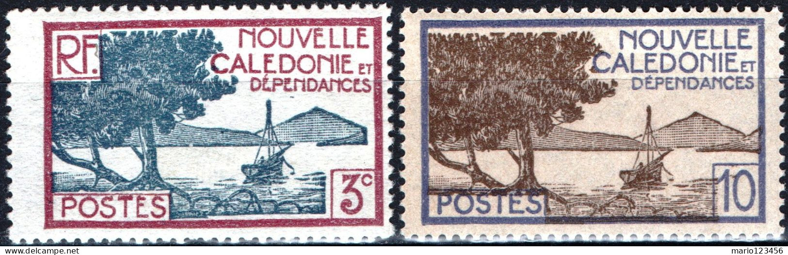 NUOVA CALEDONIA, NEW CALEDONIA, PAESAGGI, LANDSCAPE, 1928, FRANCOBOLLI NUOVI (MLH*) Scott:NC 137B,140 - Unused Stamps