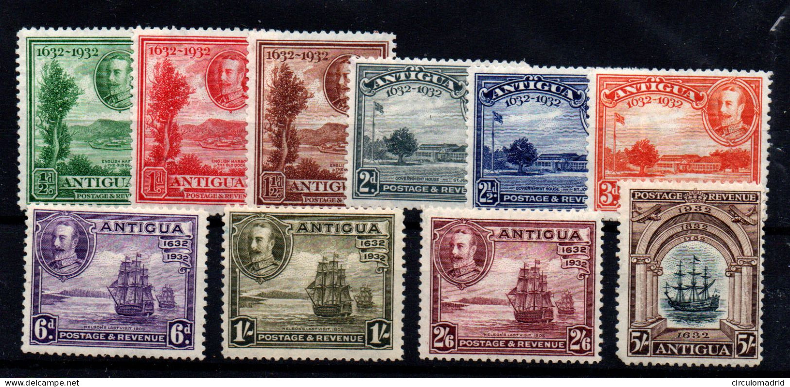 Antigua Nº 64/73. Año 1932 - 1858-1960 Crown Colony