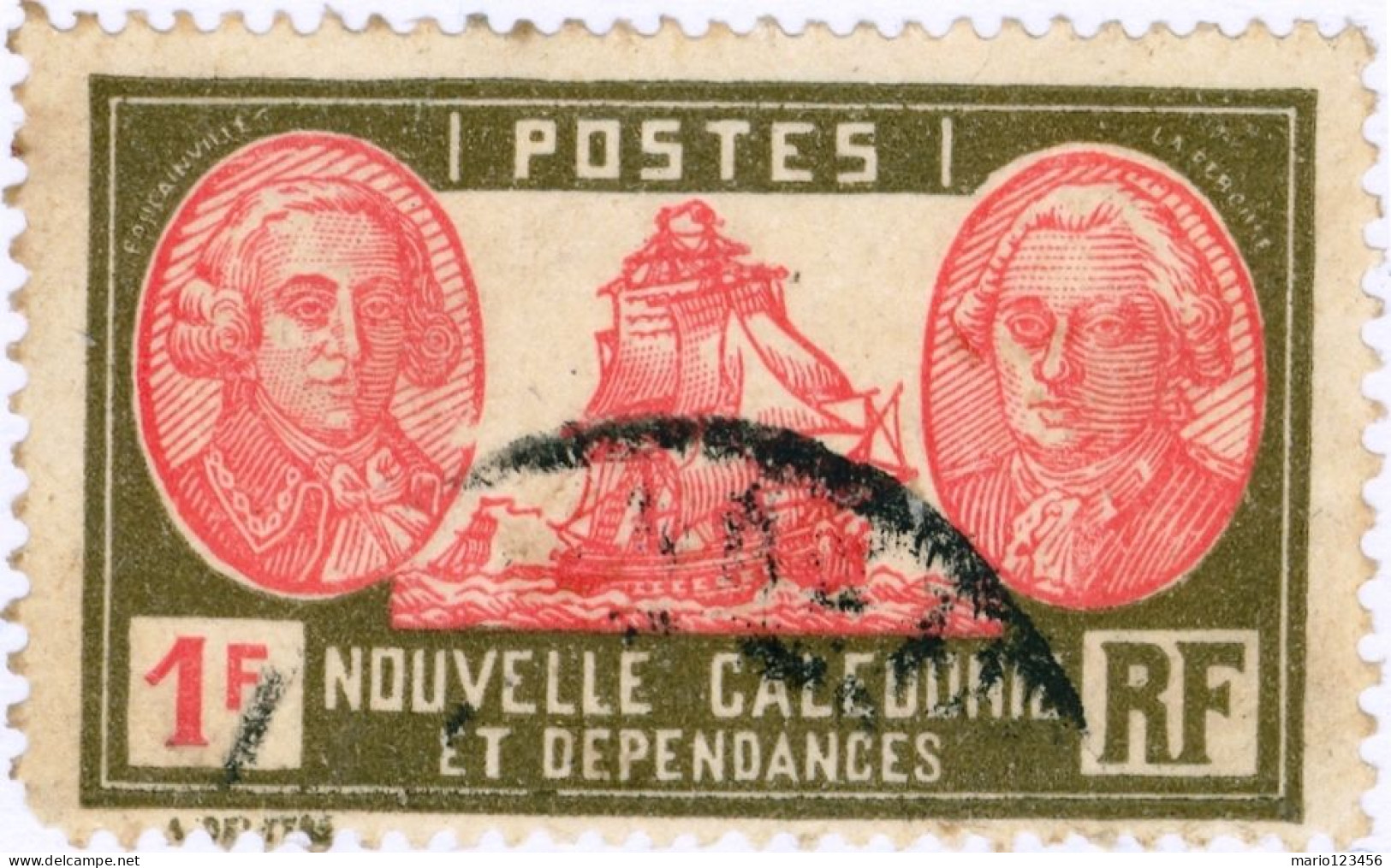 NUOVA CALEDONIA, NEW CALEDONIA, BOUGAINVILLE E LA PEROSE, 1928, FRANCOBOLLI USATI Scott:NC 158, Yt:NC 154 - Gebraucht