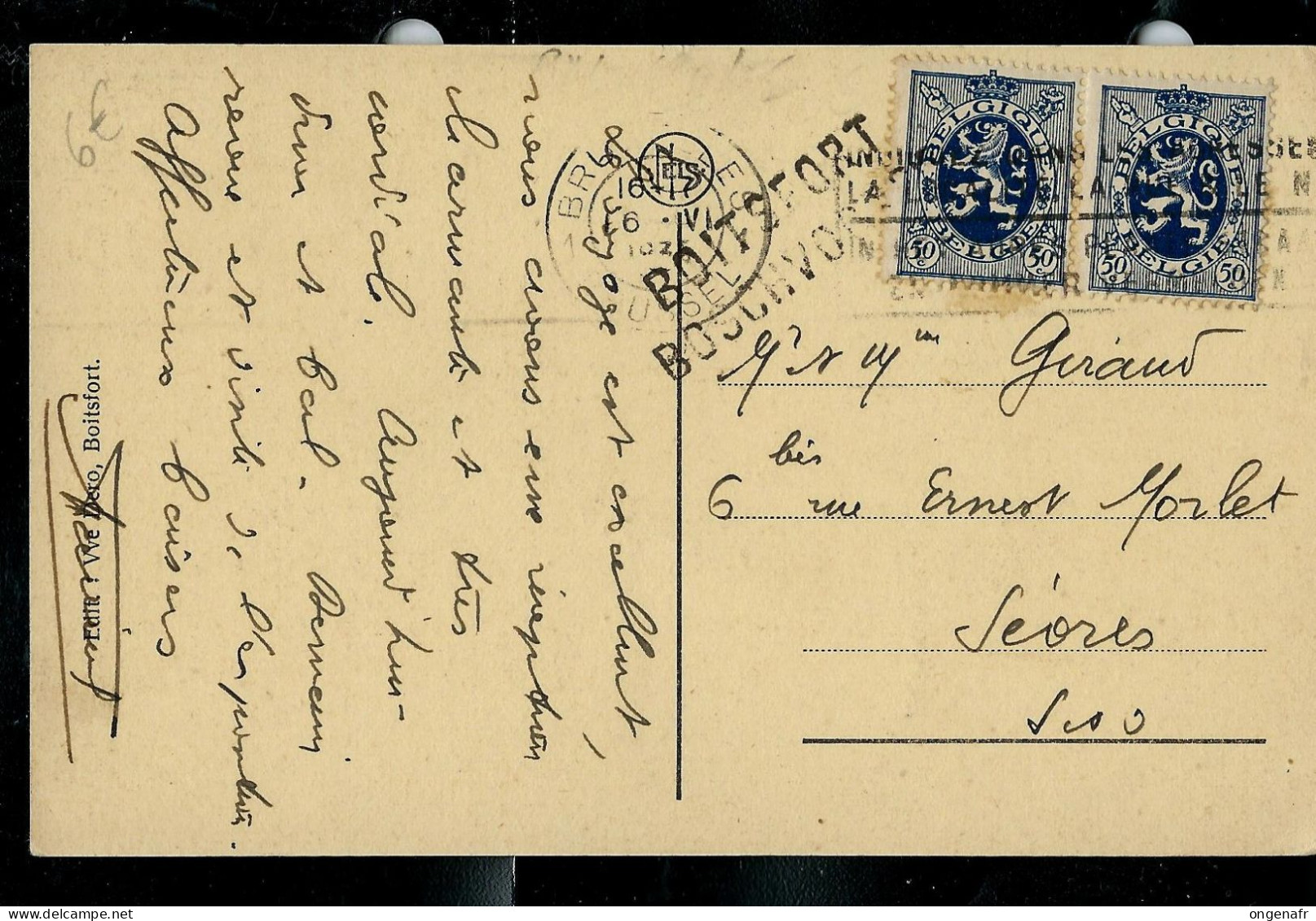 CPA : Boitsfort: Maison Haute -  Griffe De BOITSFORT - BOSCHVORT  1925 - Linear Postmarks