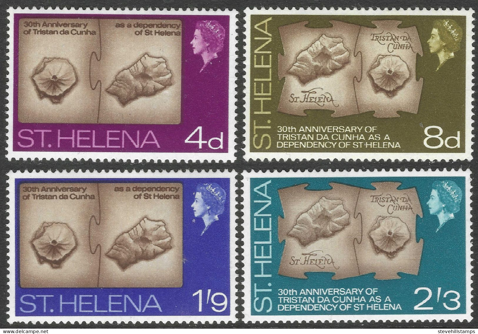 St Helena. 1968 30th Anniv Of Tristan Da Cunha As A Dependency. MH Complete Set. SG 218-221 - Saint Helena Island