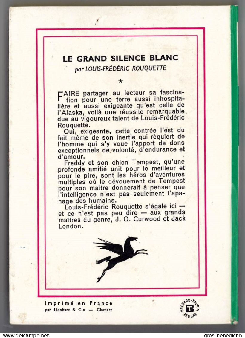 Hachette - Bibliothèque Verte N°125 - Louis-Frédéric Rouquette - "Le Grand Silence Blanc" - 1961 - #Ben&VteNewSolo - Bibliotheque Verte