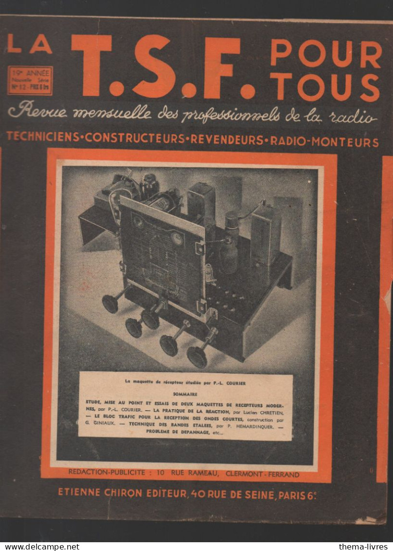 Revue LA TSF POUR TOUS   N°NS12 Mai  1943  (CAT4078/ NS12) - Boats