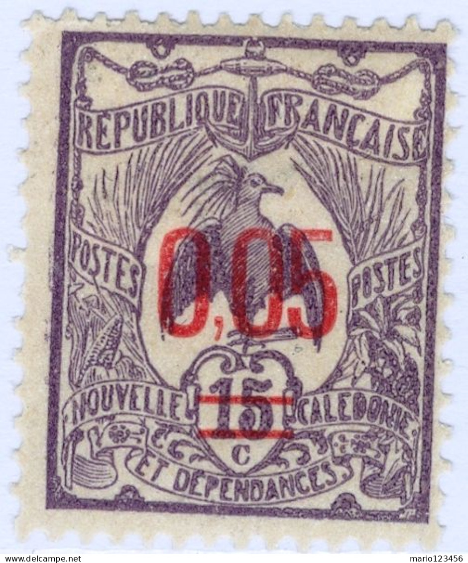 NUOVA CALEDONIA, NEW CALEDONIA, FAUNA, UCCELLI, BIRDS, 1922, FRANCOBOLLI NUOVI (MLH*) Scott:NC 123, Yt:NC 126 - Unused Stamps