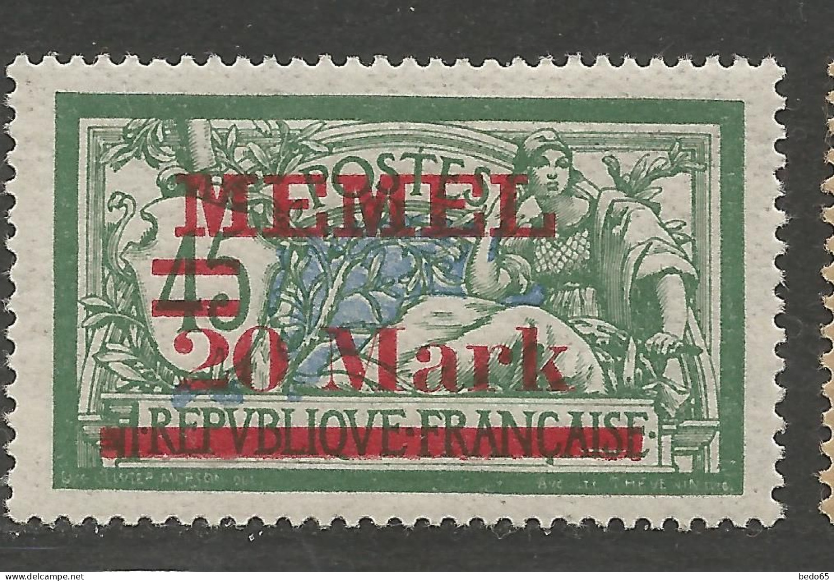 MEMEL  N° 37 NEUF* TRACE DE CHARNIERE  / Hinge / MH - Unused Stamps