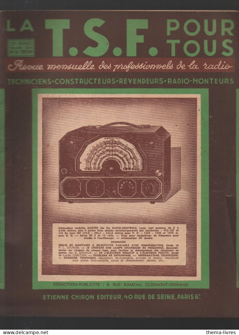 Revue LA TSF POUR TOUS   N°NS10 Mars 1943  (CAT4078/ NS10) - Boten