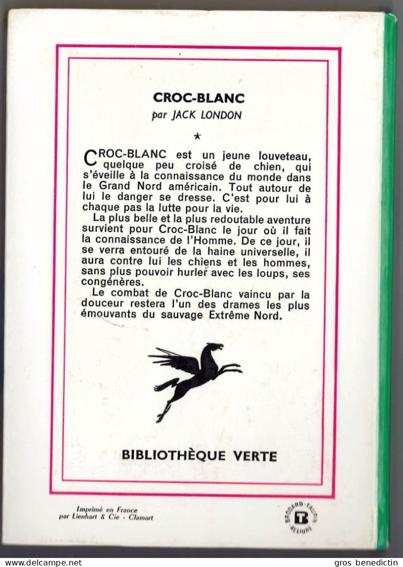 Hachette - Bibliothèque Verte N°145 - Jack London - "Croc-Blanc" - 1964 - Bibliotheque Verte