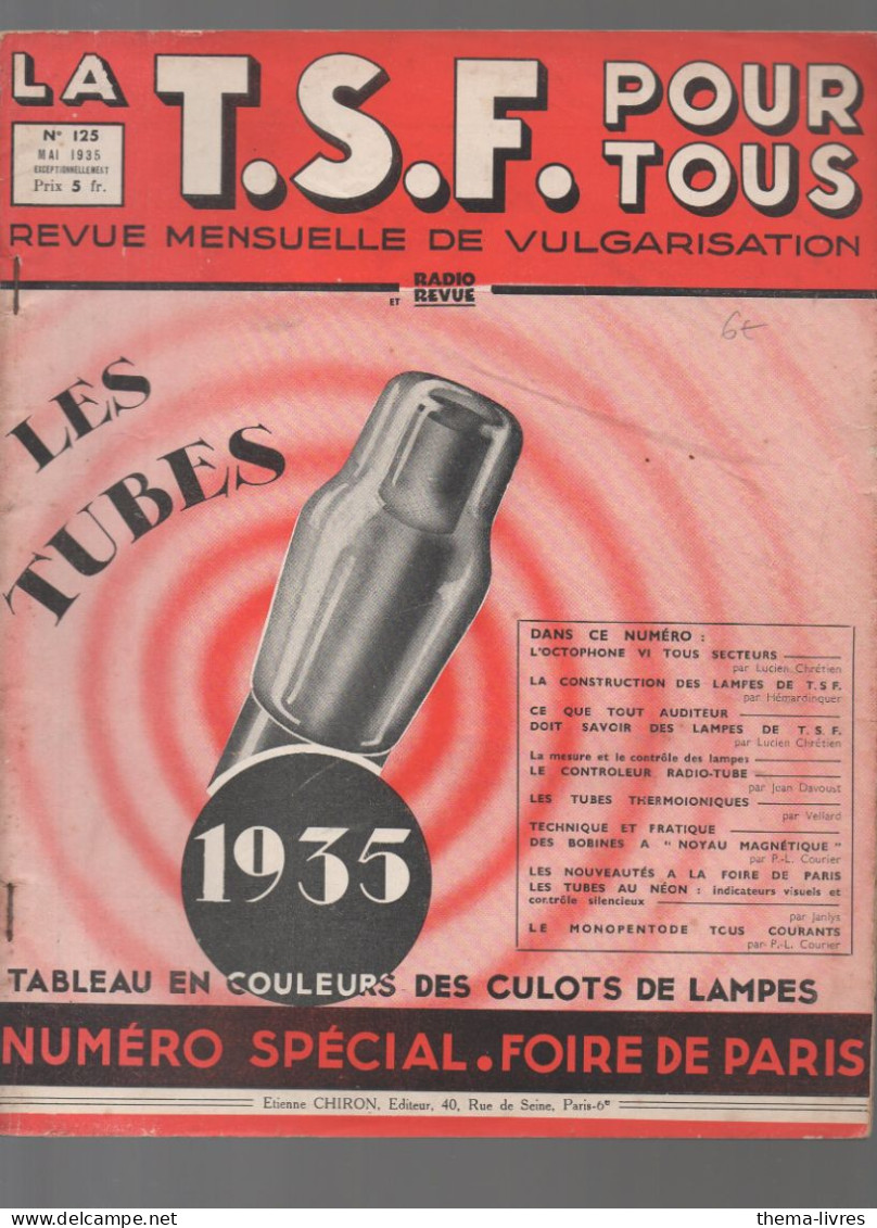 Revue LA TSF POUR TOUS   N°125 Mai 1935 (CAT4078/ 125) - Bateau