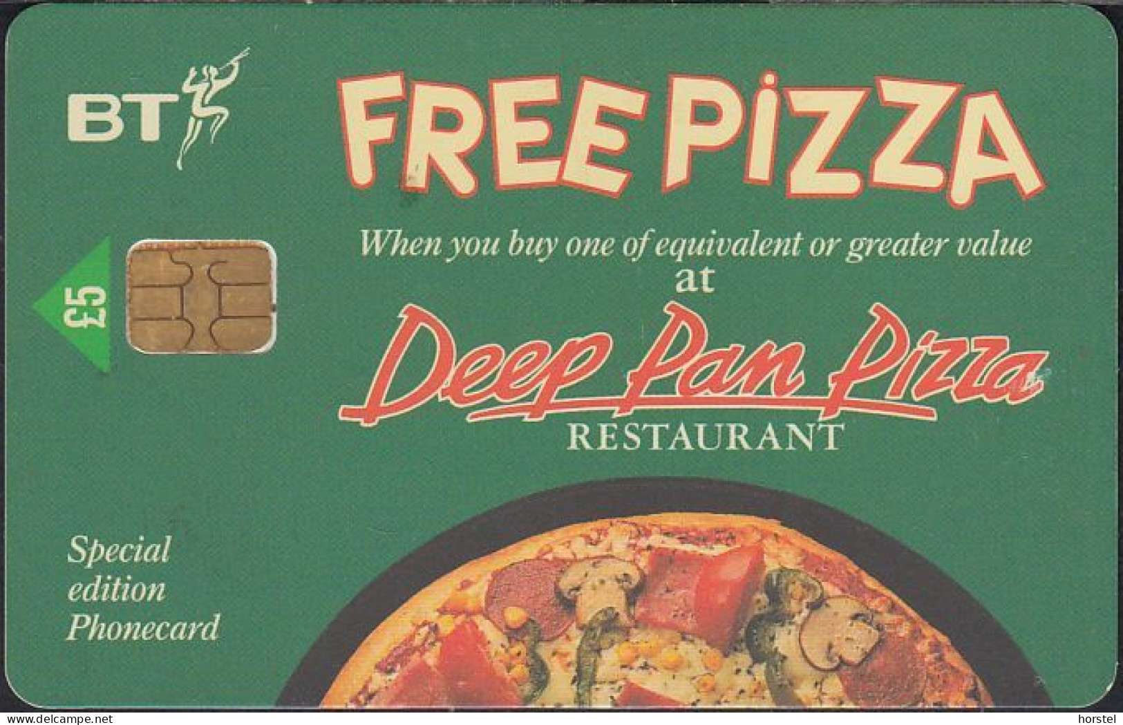 UK - British Telecom Chip Pro134  - Deep Pan Pizza  £5 - Free Pizza - BT Promozionali