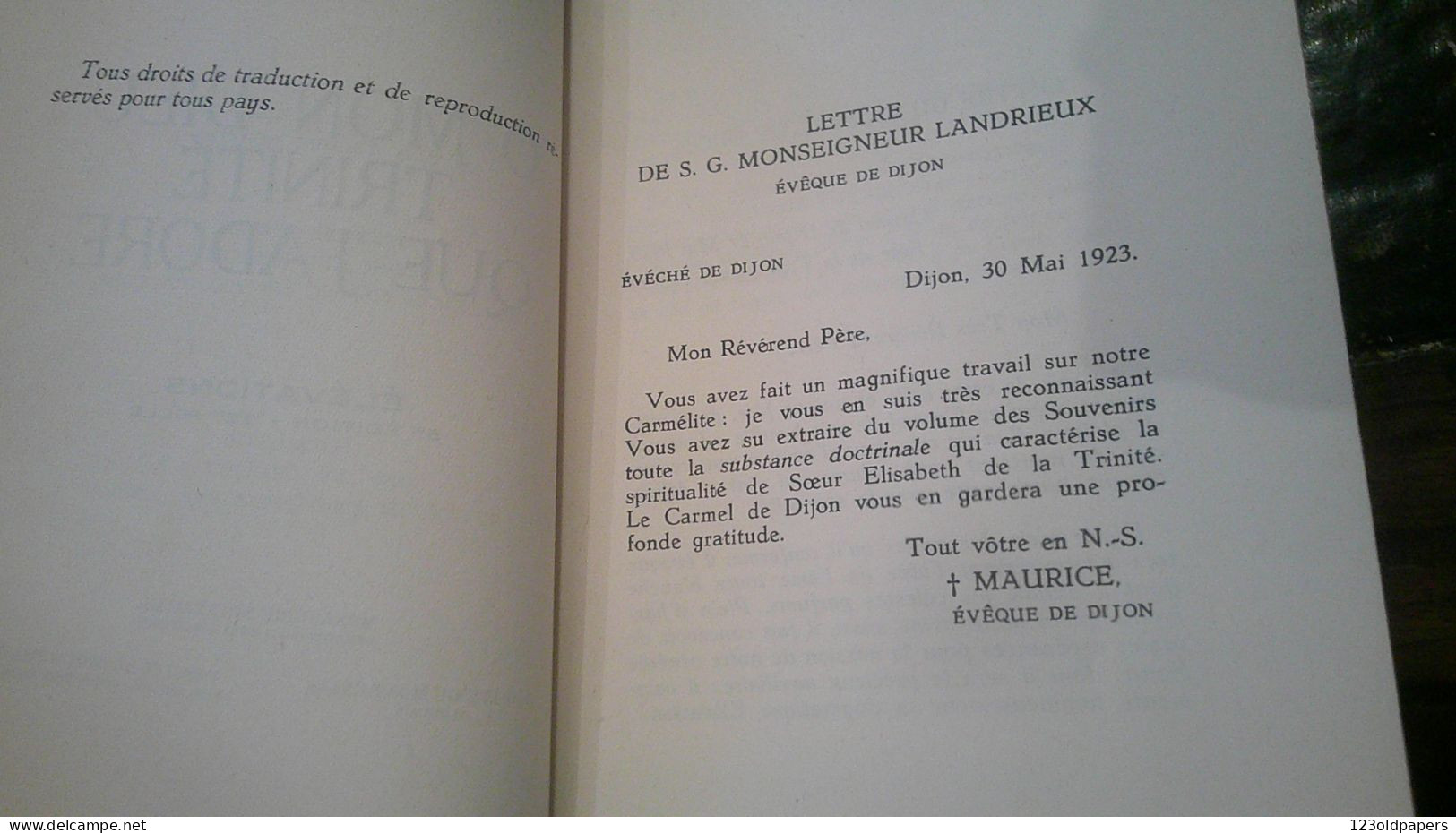 1937 DOM EUGENE VANDEUR  MOINE BENEDICTIN  O MON DIEU TRINITE QUE J'ADORE MONASTERE ND ERMETON BELGIQUE