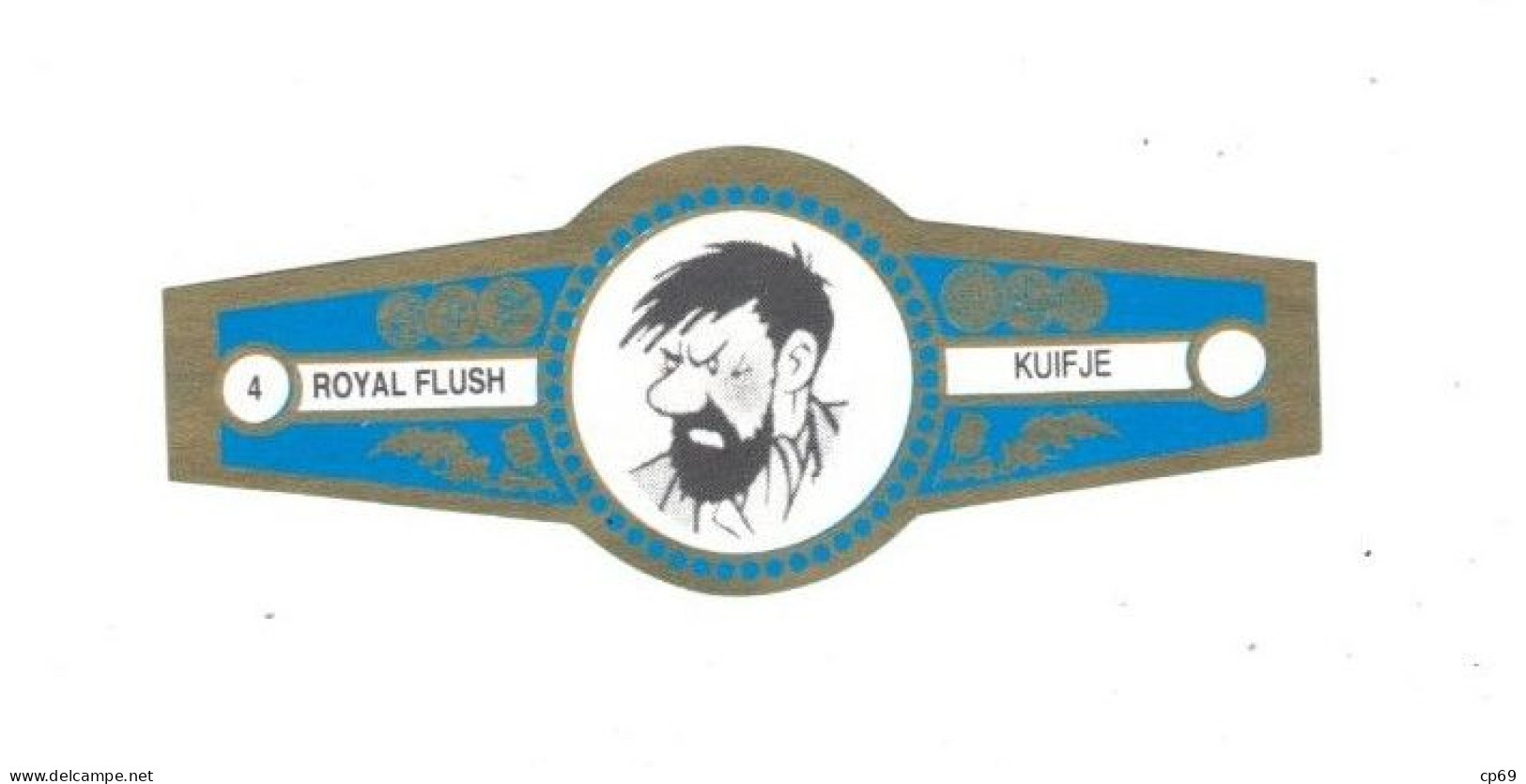 4) Bague De Cigare Série Tintin Bleue Dorée Royal Flush Kuifje Capitaine Haddock En Superbe.Etat - Werbeobjekte