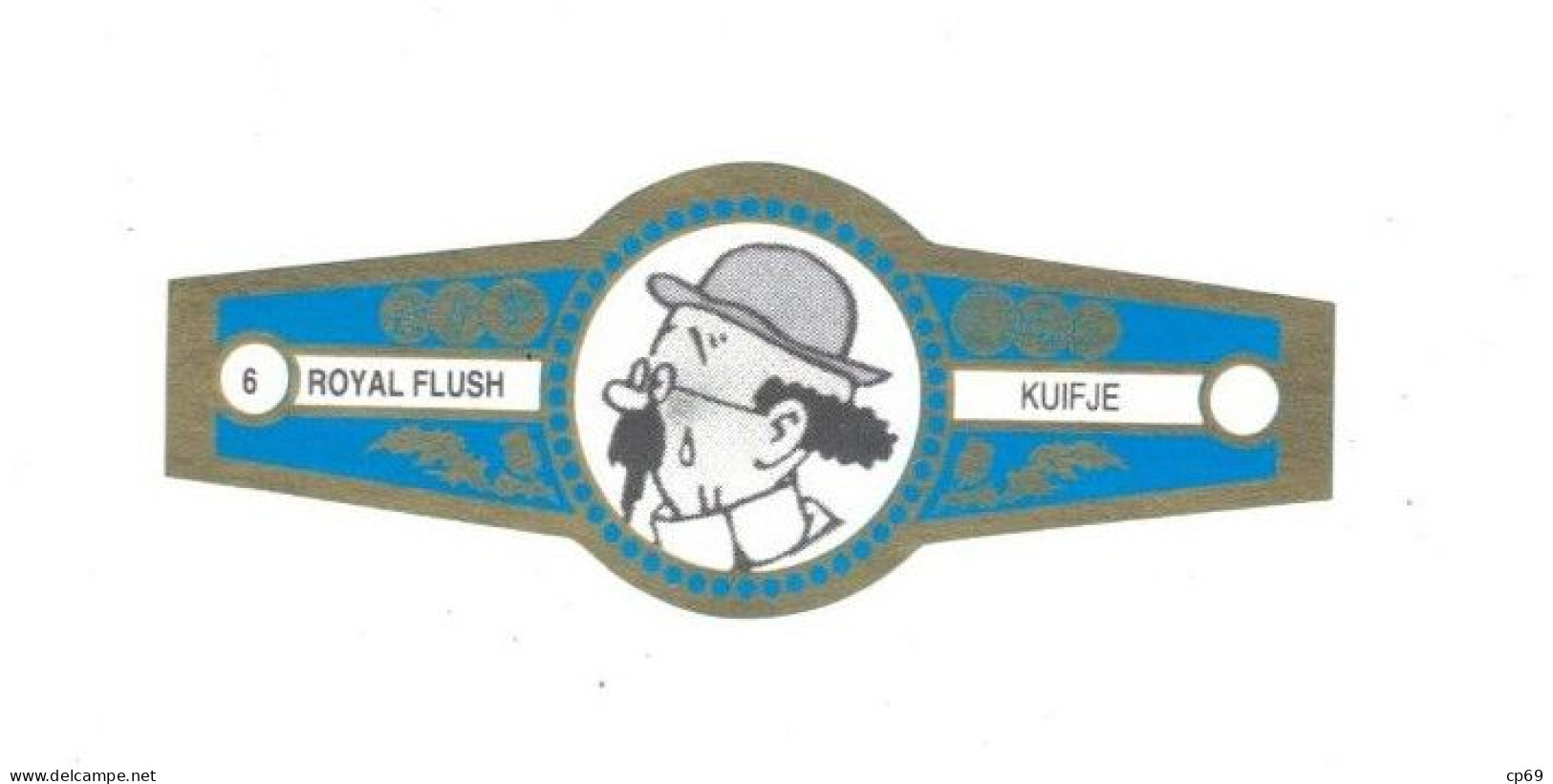 6) Bague De Cigare Série Tintin Bleue Dorée Royal Flush Kuifje Professeur Tournesol En Superbe.Etat - Objets Publicitaires