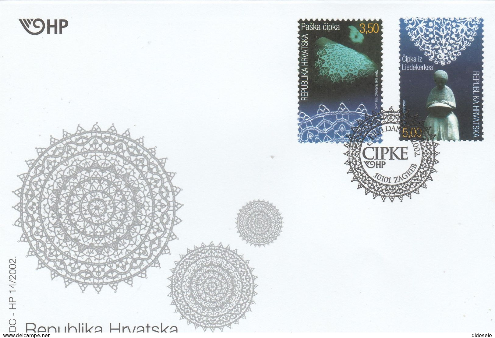 Croatia - 2002 - Joint Issue With Begium Post - Lace - FDC - Emissions Communes