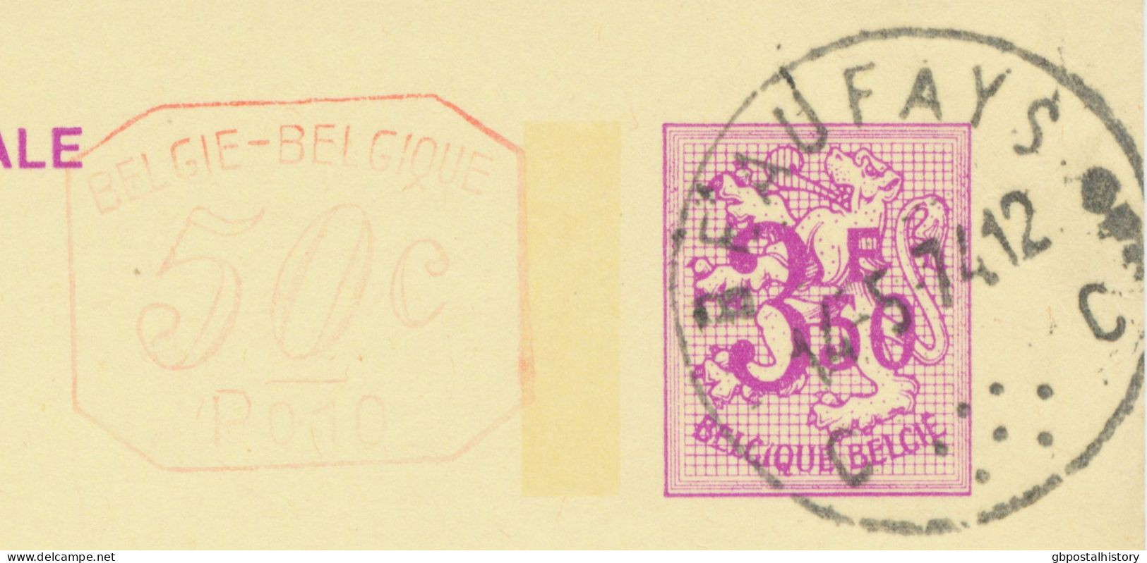 BELGIUM VILLAGE POSTMARKS  BEAUFAYS C (now Chaudfontaine) SC With Dots 1974 (Postal Stationery 3,50 + 0,50 F, PUBLIBEL 2 - Oblitérations à Points