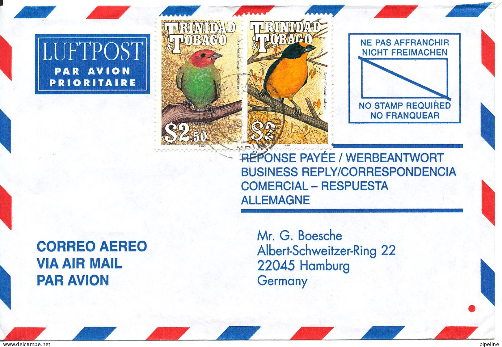 Trinidad & Tobago Air Mail Cover Sent To Germany BIRD Stamps - Trinidad Y Tobago (1962-...)