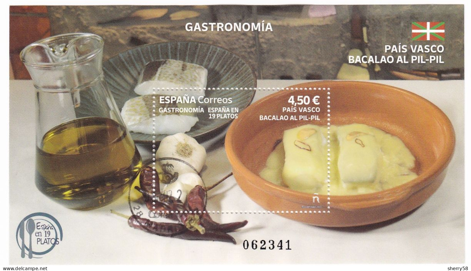 2022-ED. 5616 H.B. - Gastronomía España En 19 Platos. País Vasco Bacalao Pil-pil- USADO - Used Stamps