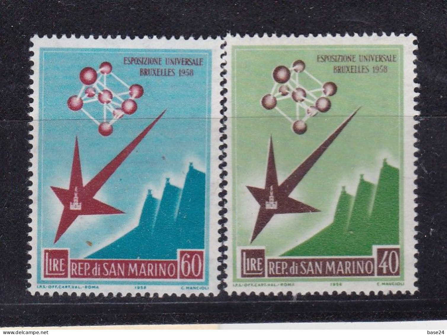 1958 San Marino Saint Marin BRUXELLES Serie Di 2 Valori MNH** Brussels - Neufs