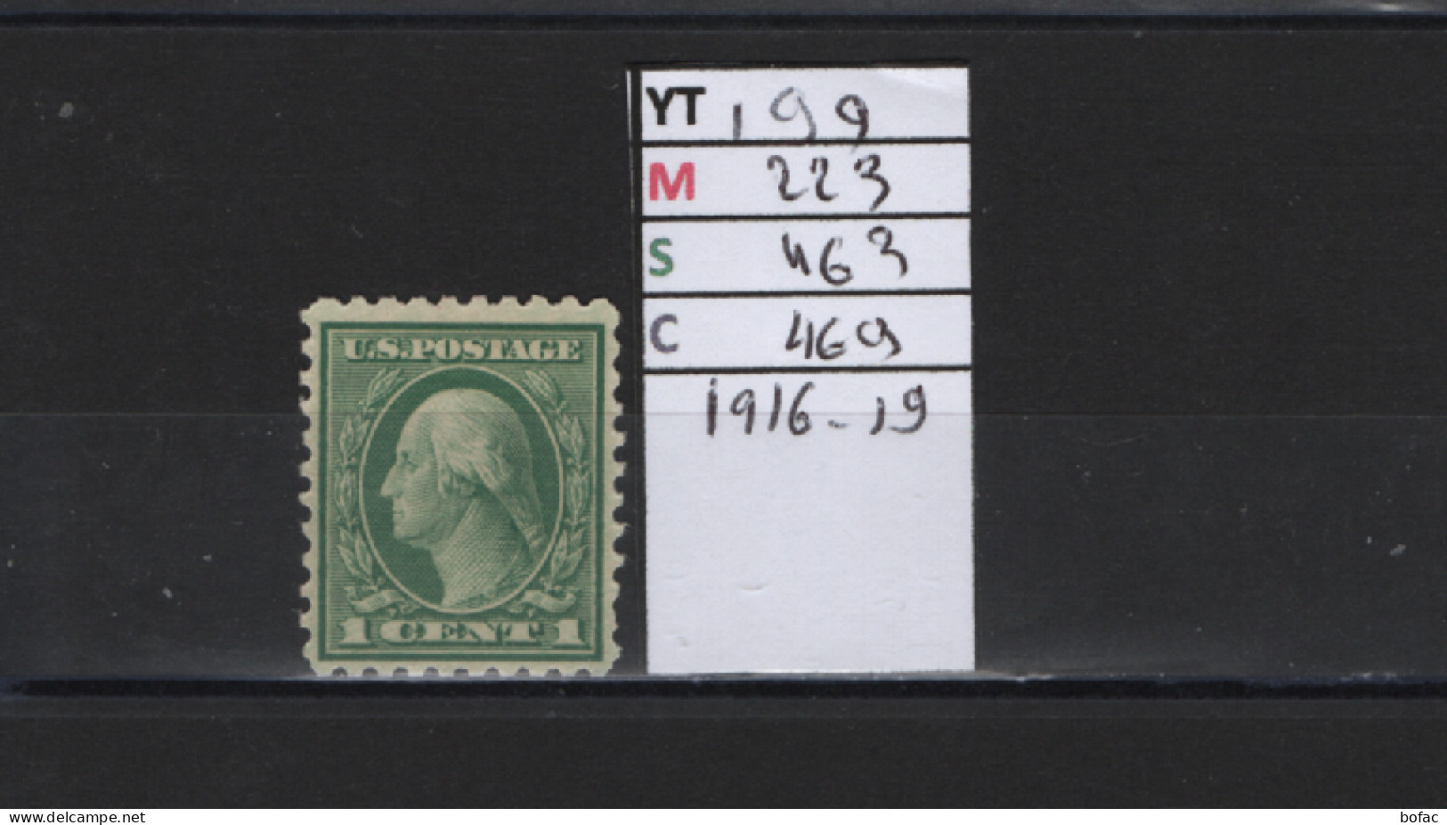 PRIX FIXE Obl 199 YT 223 MIC US463 SCO US469 GIB Washington 1 Cent  1916 Etats Unis 58/06 - Used Stamps