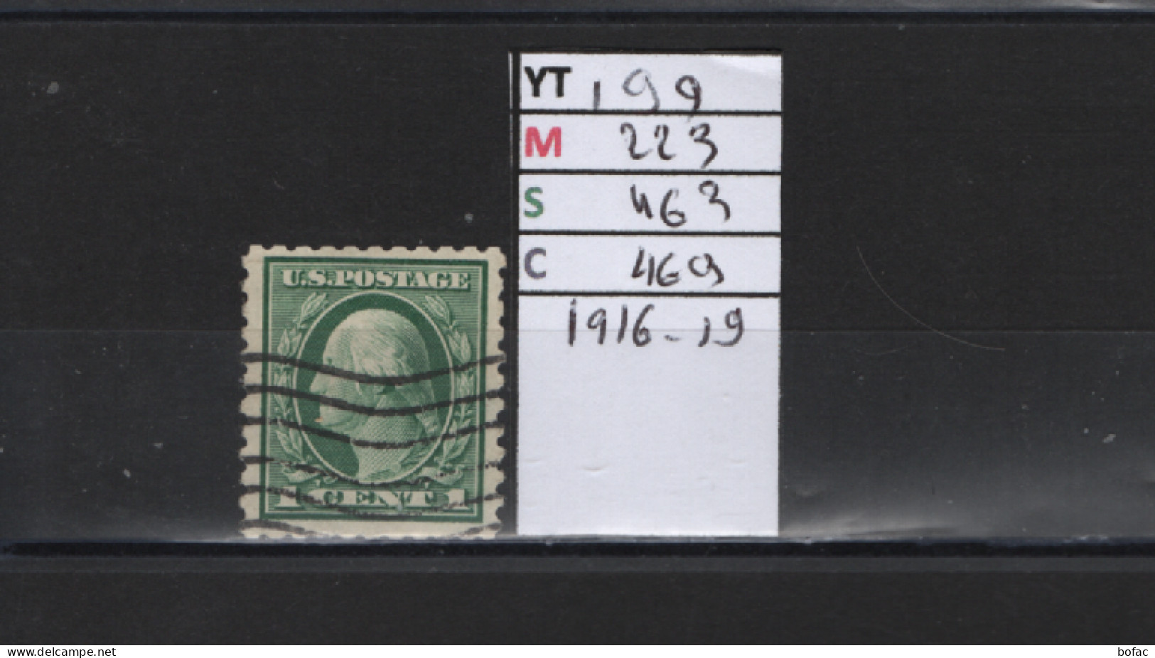 PRIX FIXE Obl 199 YT 223 MIC US463 SCO US469 GIB Washington 1 Cent  1916 Etats Unis 58/06 - Used Stamps