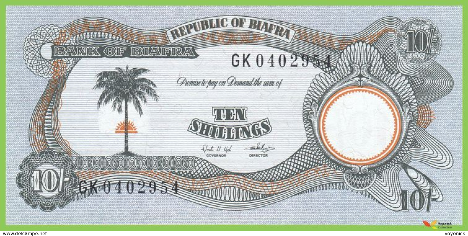 Voyo BIAFRA 10 Shillings ND(1969) P4 B104a GK UNC - Nigeria