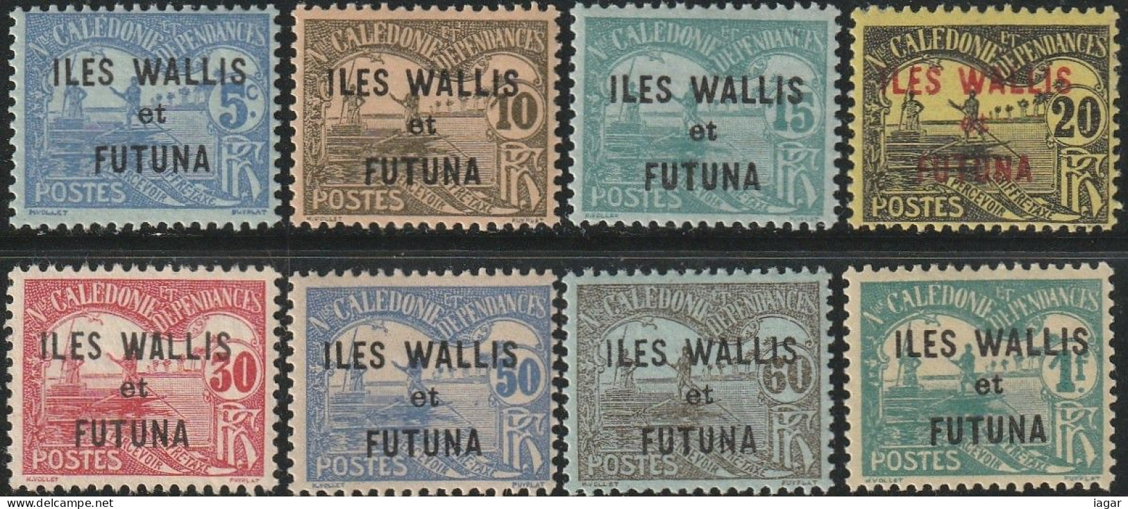 WALLIS ET FUTUNA 1920  - TIMBRES-TAXE DE NOUVELLE CALEDONIE DE 1906 SURCHARGES  8v - Neufs