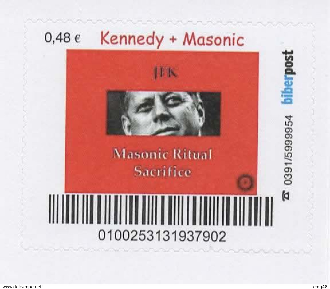 190- FRANC-MAÇONNERIE (MASONIC) : Timbre Personnalisé Allemand : Référence Maçonnique (RITUEL) - Très Rare - Massoneria