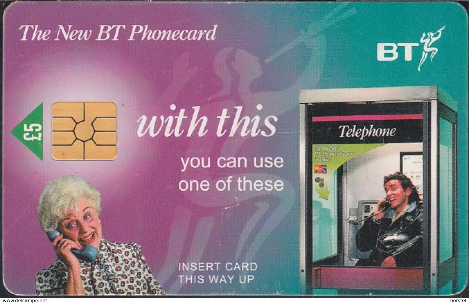 UK - British Telecom Chip PUB004B  - £5  1st National Issue - Woman - GEM - BT Promotionnelles