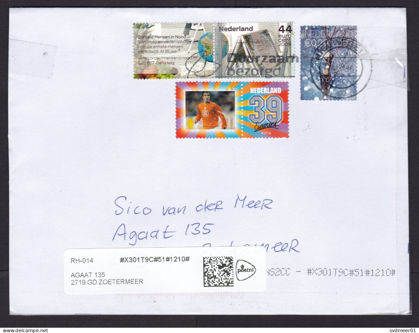 Netherlands: Cover, 2024, 4 Stamps, Book, Globe, Snow, Soccer Player, Label Redirected (tape) - Storia Postale