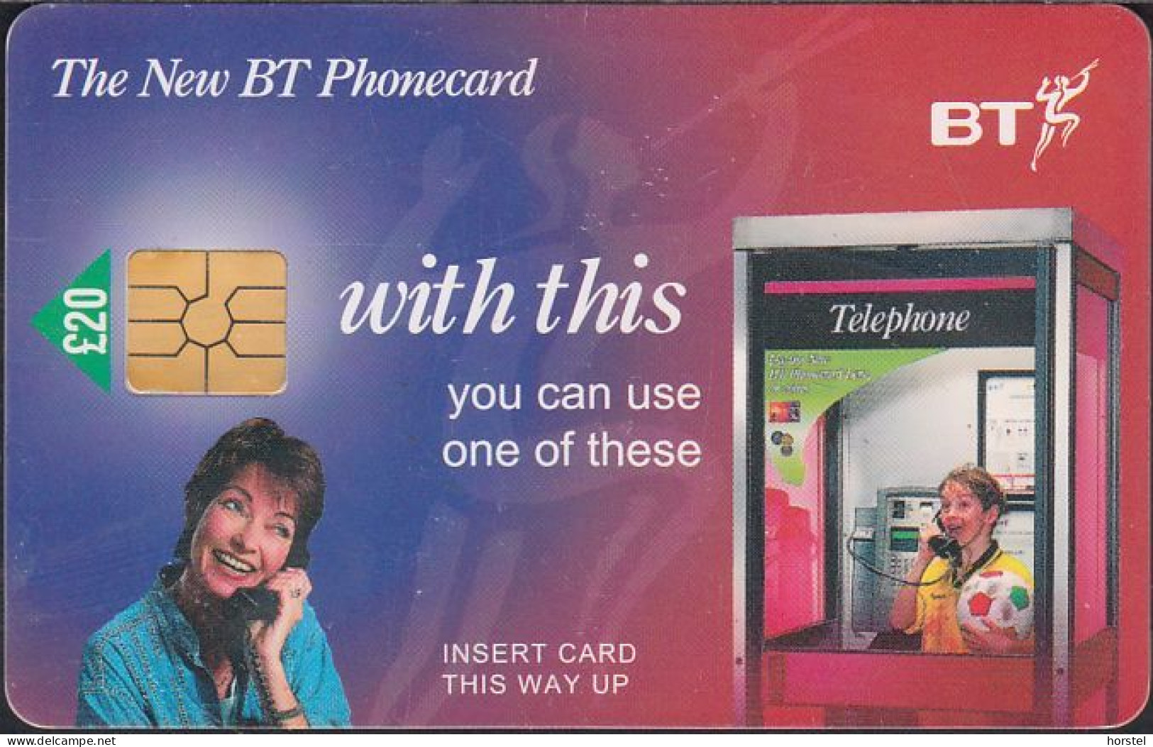 UK - British Telecom Chip PUB006B  - £20  1st National Issue - Woman - GEM - BT Promotie