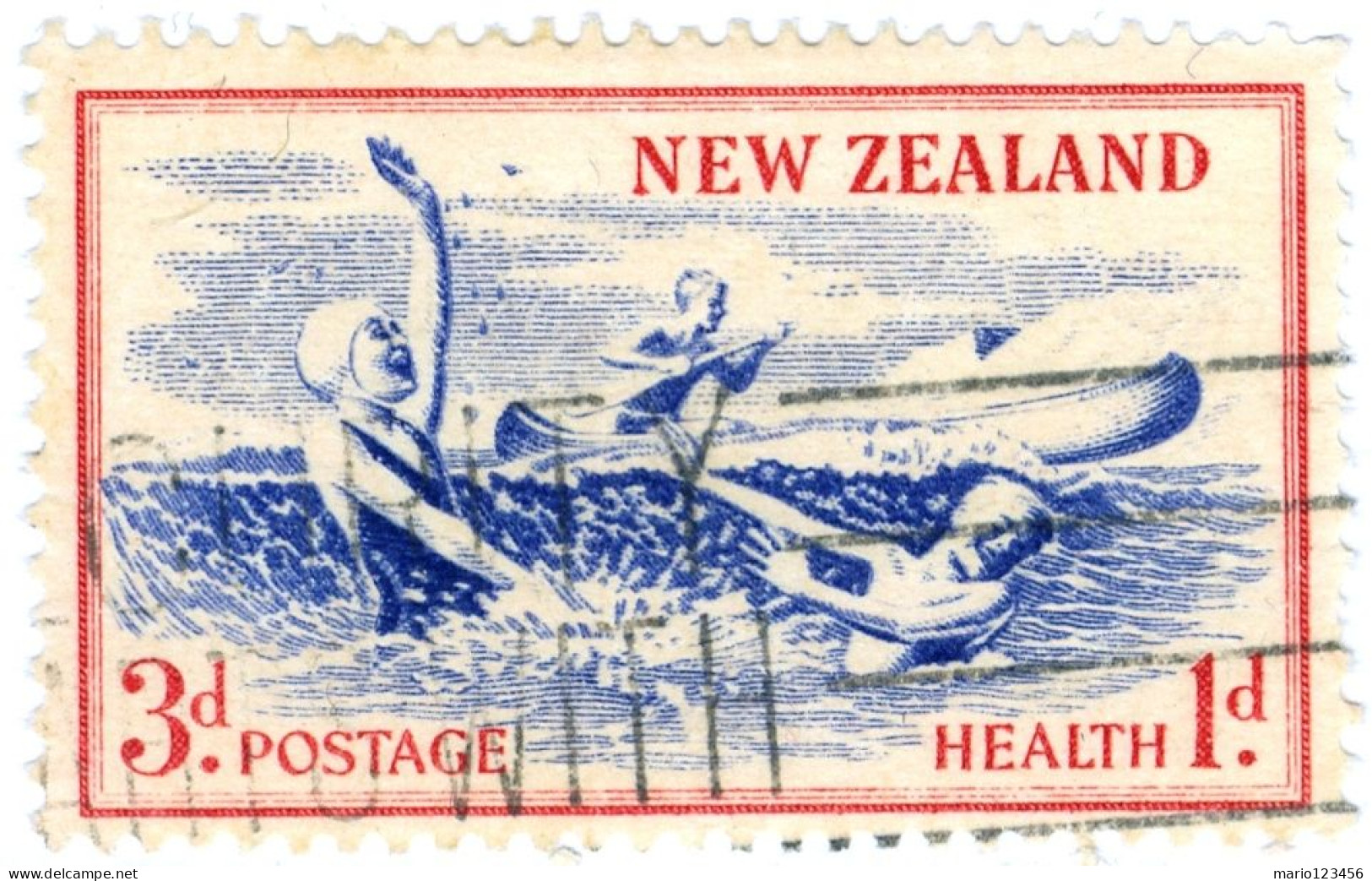 NUOVA ZELANDA, NEW ZEALAND, SPORT, 1957, FRANCOBOLLI USATI Scott:NZ B53, Yt:NZ 363, Sg:NZ 762 - Used Stamps
