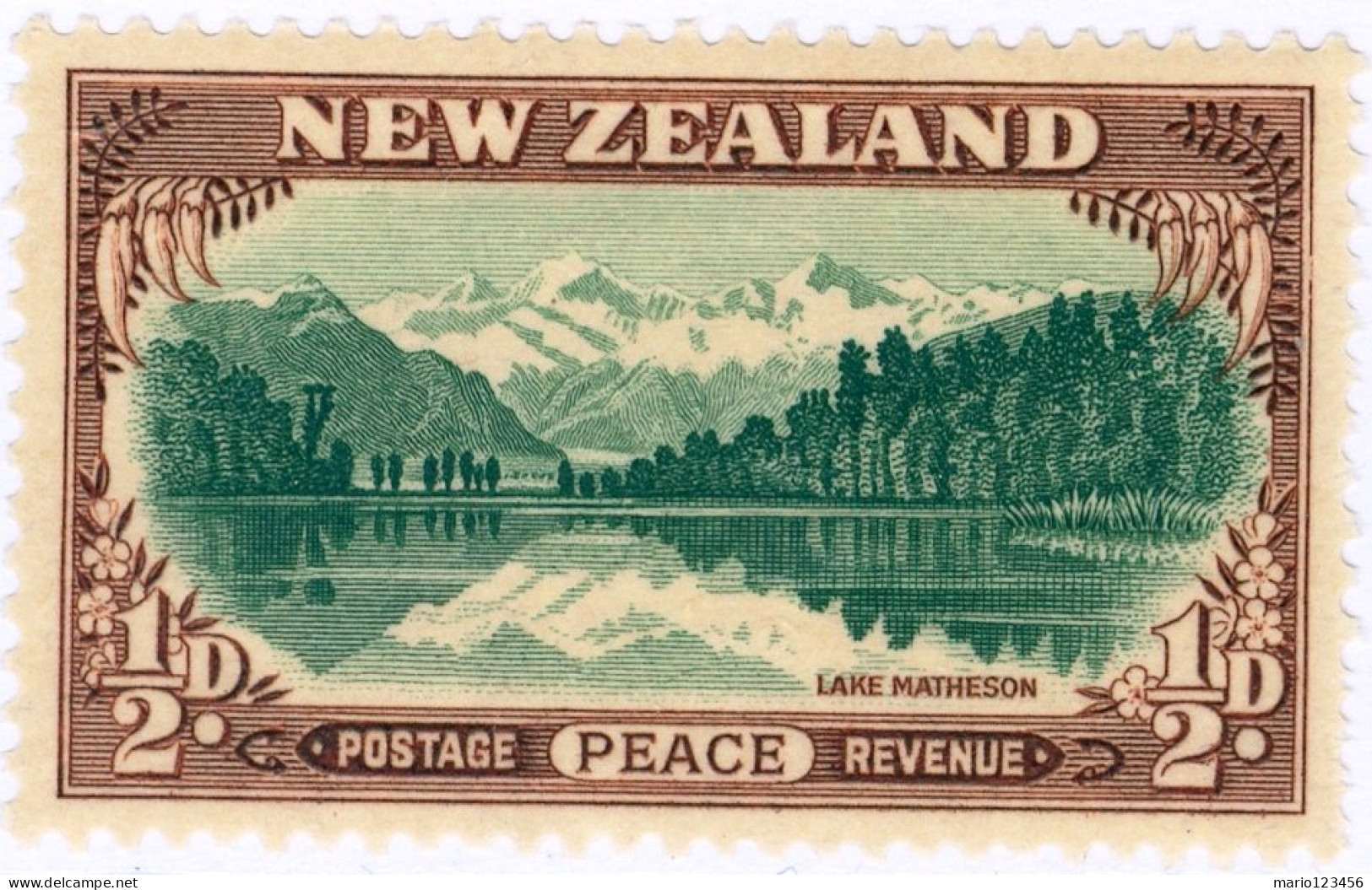 NUOVA ZELANDA, NEW ZEALAND, PAESAGGI, LANDSCAPE, 1946, FRANCOBOLLI NUOVI (MLH*) Scott:NZ 247, Yt:NZ 272 - Ungebraucht