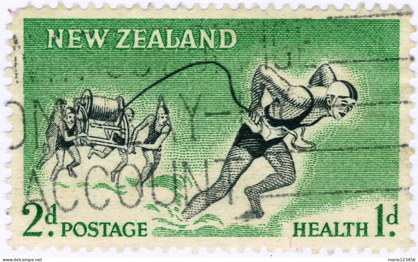 NUOVA ZELANDA, NEW ZEALAND, SPORT, 1957, FRANCOBOLLI USATI Scott:NZ B52, Yt:NZ 362, Sg:NZ 761 - Used Stamps