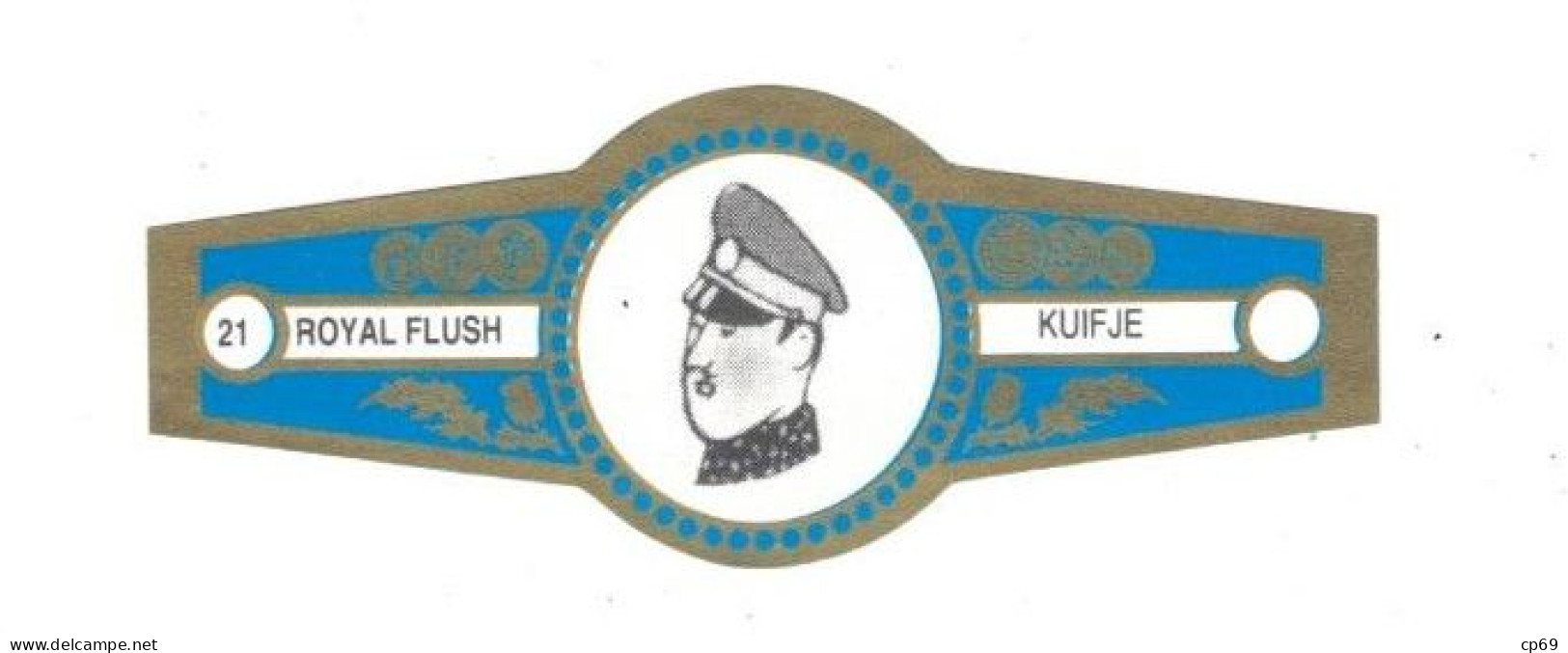 21) Bague De Cigare Série Tintin Bleue Dorée Royal Flush Kuifje Le Roi Muskar XII The King En Superbe.Etat - Oggetti Pubblicitari