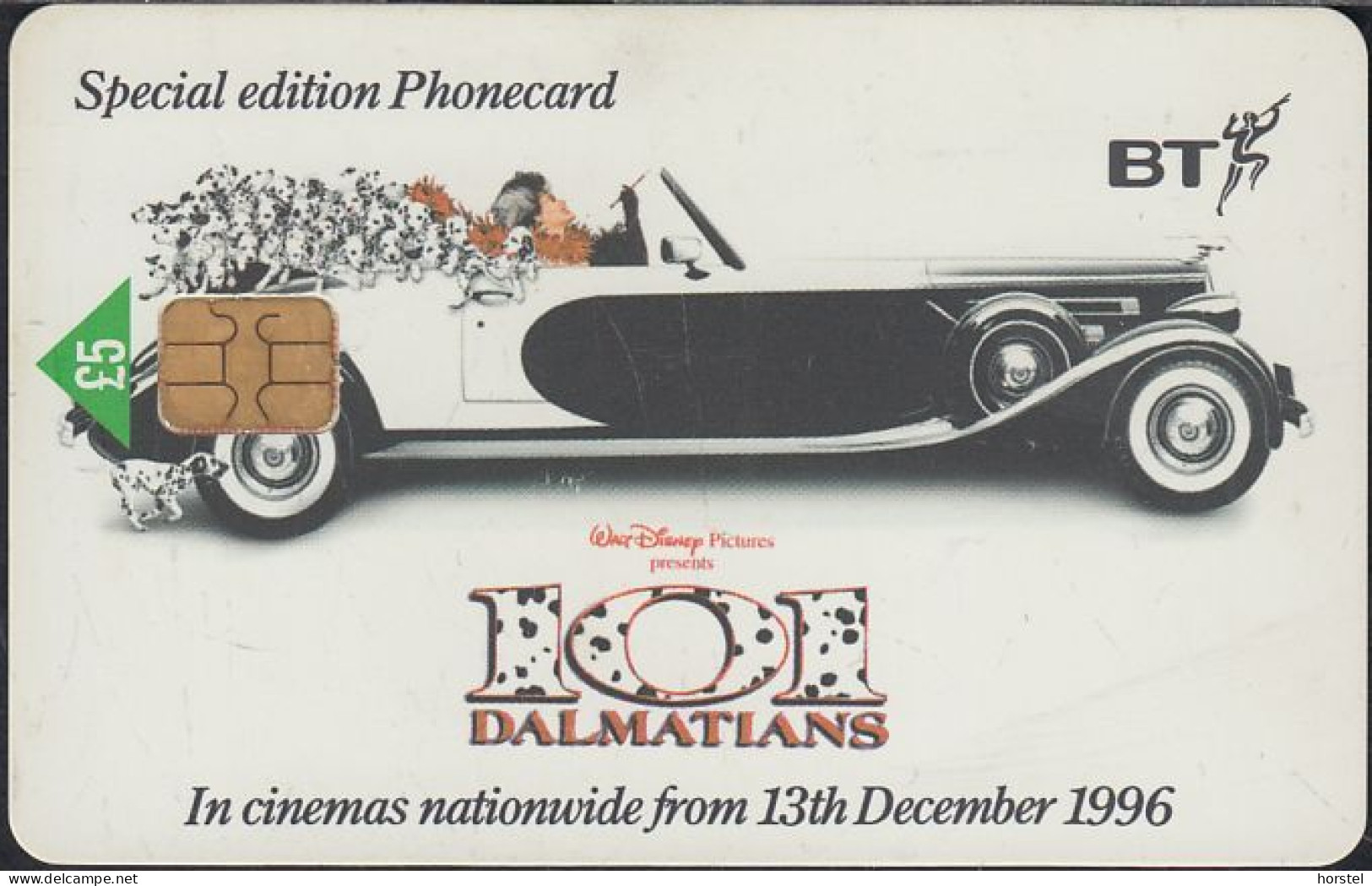 UK - British Telecom Chip PUB035  - £5  101 Dalmatians - W.Disney - Dognapped - Car - GPT2 - BT Promotional