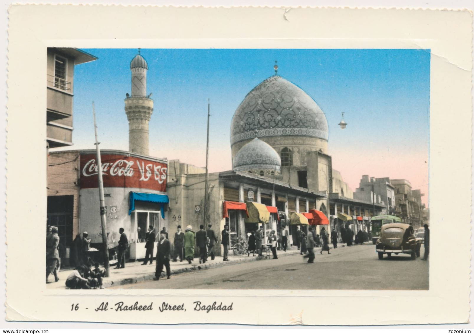 IRAQ BAGHDAD AL-RASHEED STREET Mosque, Old Car, Coca-Cola - Old Postcard - Iraq
